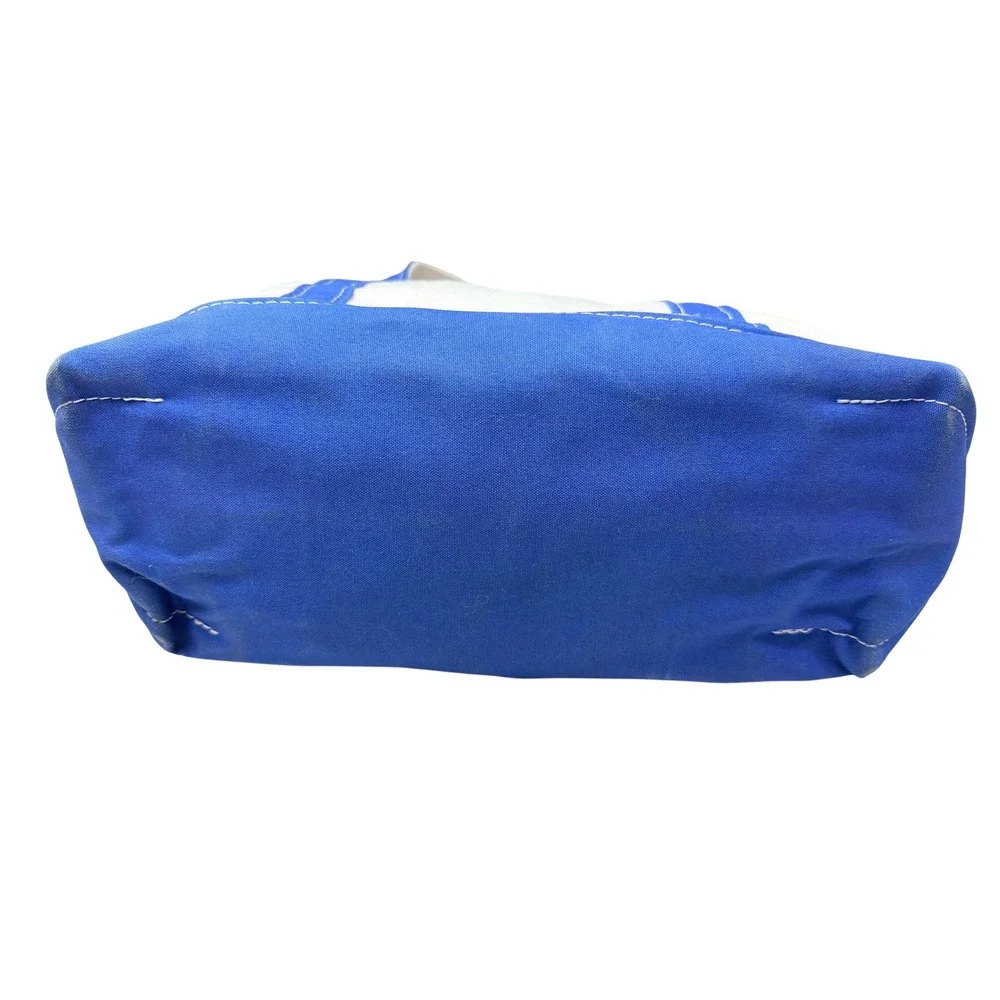 LLBean Boat and Tote Bag Blue White Canvas Zippered‎ Personalized Spunky